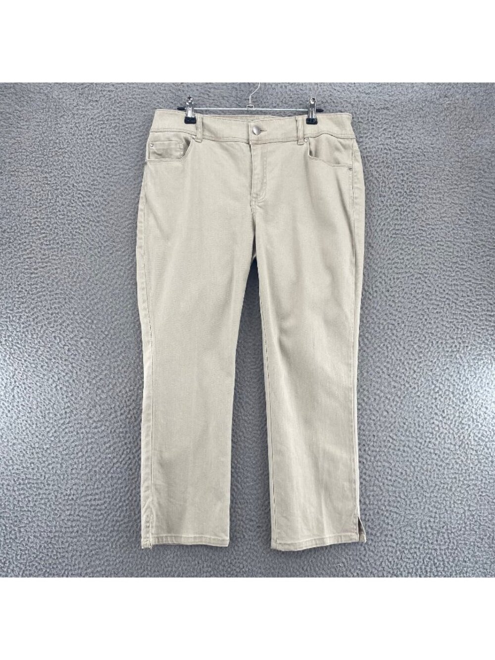 Chicos Jeans Women 00 Crop US 2 Beige Platinum Denim Capri Cotton Stretch Pocket